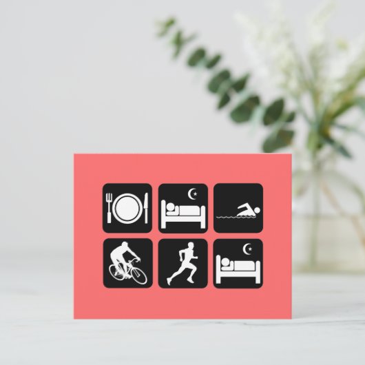 Funny triathlon briefkaart (Staand voorkant)