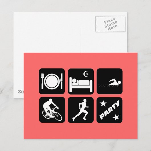 Funny triathlon briefkaart (Voorkant / Achterkant)