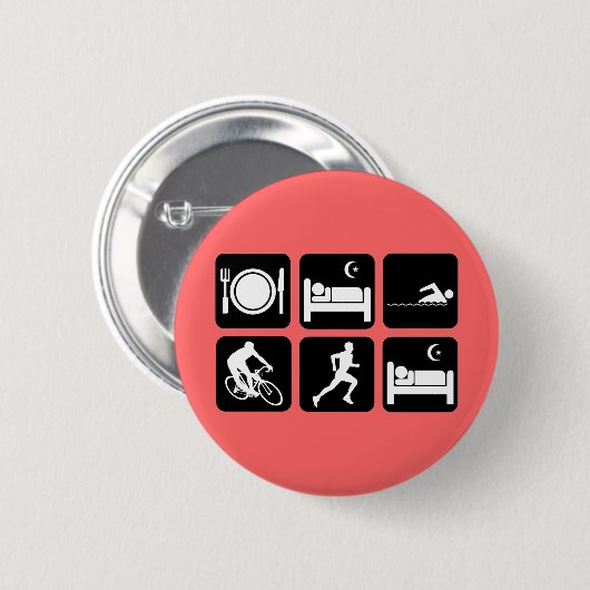 Funny triathlon ronde button 5,7 cm (Voorkant /achterkant)