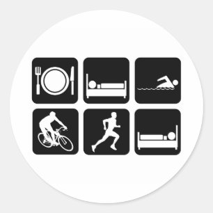 Funny triathlon ronde sticker