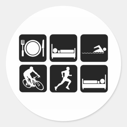 Funny triathlon ronde sticker (Voorkant)
