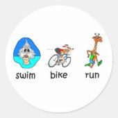 Funny triathlon ronde sticker (Voorkant)