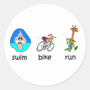 Funny triathlon ronde sticker