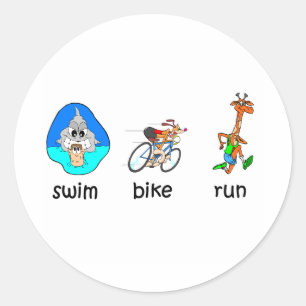 Funny triathlon ronde sticker
