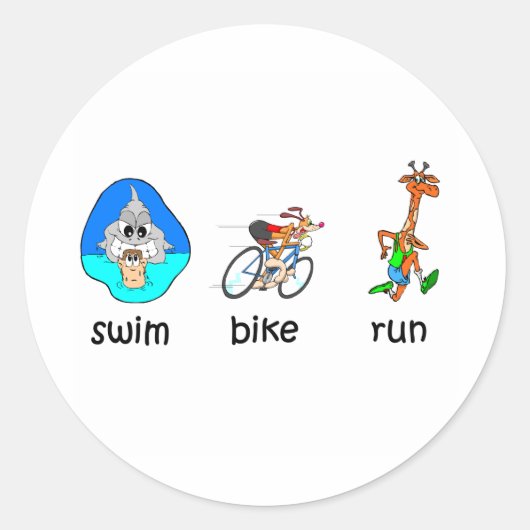 Funny triathlon ronde sticker (Voorkant)