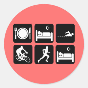Funny triathlon ronde sticker