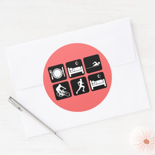 Funny triathlon ronde sticker (Envelop)