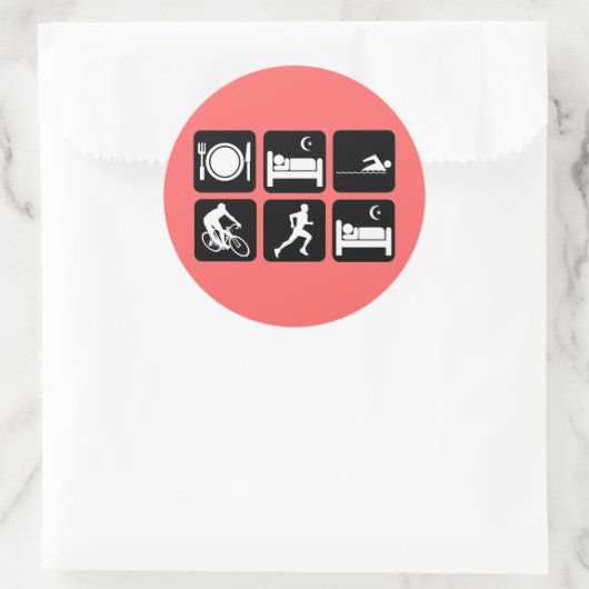 Funny triathlon ronde sticker (Tas)