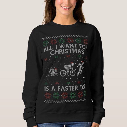 Funny Triathlon Ugly KerstSweater voor Triathl Trui (Voorkant)