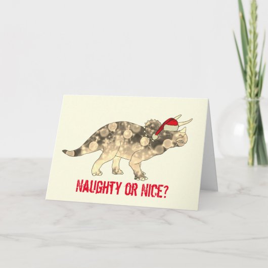 Funny Triceratops Santa Kerstmis Dinosaur Slogan Kaart (Voorkant)
