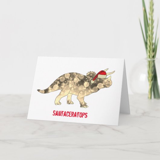 Funny Triceratops Santa Kerstmis Dinosaur Slogan Kaart (Voorkant)