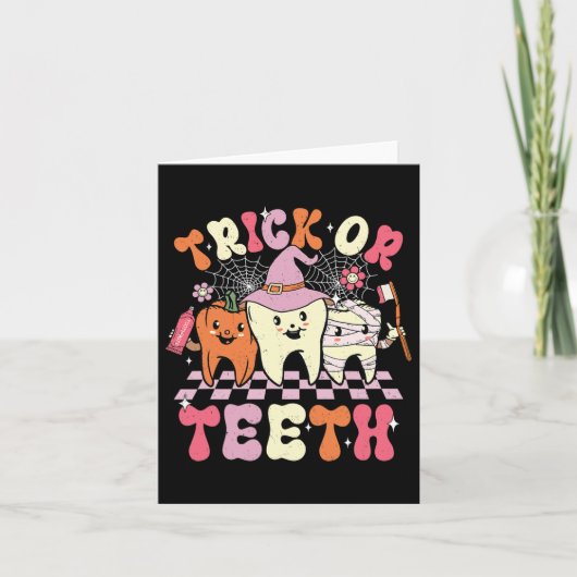 Funny Trick of Teeth Halloween Dental Hygienist Kaart (Voorkant)