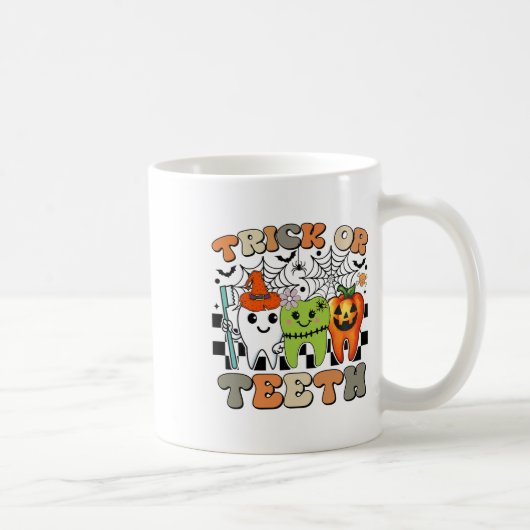 Funny Trick of Teeth Halloween Dental Hygienist Koffiemok (Rechts)