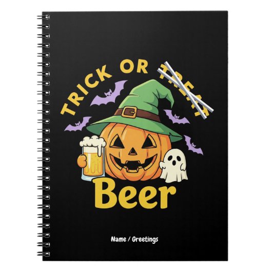 Funny Trick Or Treat Halloween Beer Party Design Notitieboek (Voorkant)