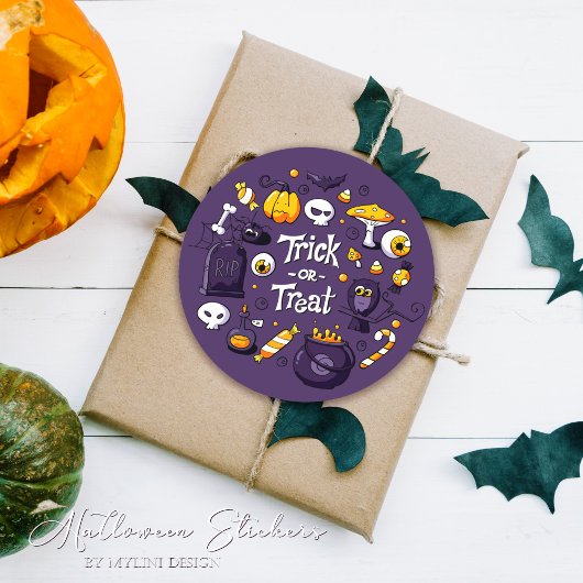 Funny Trick or Treat Kidas Halloween Ronde Sticker