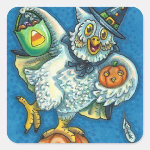 FUNNY TRICK OR TREAT SMELL MY FEET HALLOWEEN VIERKANTE STICKER