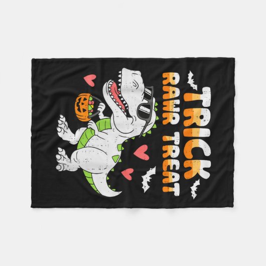 Funny Trick Rawr Treat Dinosaur T Rex Halloween To Fleece Deken (Voorkant (Horizontaal))