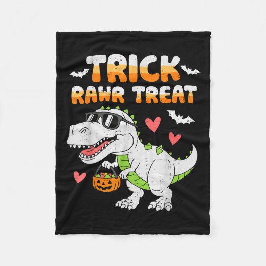 Funny Trick Rawr Treat Dinosaur T Rex Halloween To Fleece Deken (Voorkant)