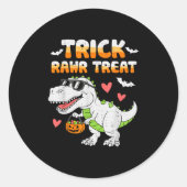 Funny Trick Rawr Treat Dinosaur T Rex Halloween To Ronde Sticker (Voorkant)