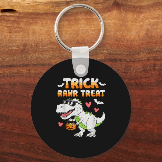 Funny Trick Rawr Treat Dinosaur T Rex Halloween To Sleutelhanger (Voorkant)