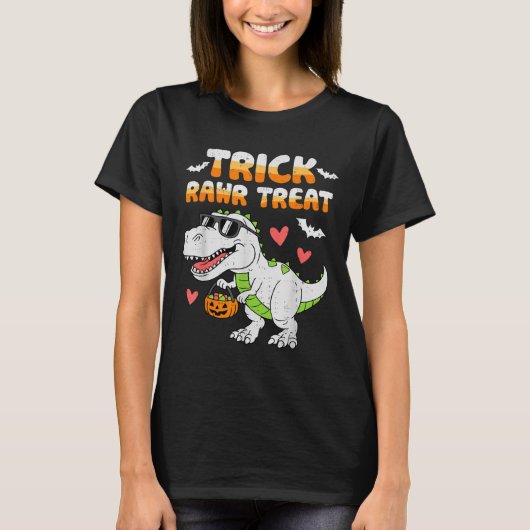 Funny Trick Rawr Treat Dinosaur T Rex Halloween To T-shirt (Voorkant)