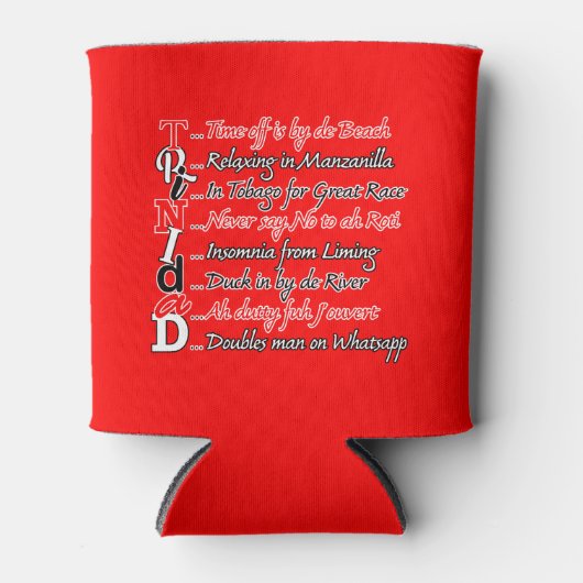 Funny Trini Description on RED Blikjeskoeler (Voorkant)