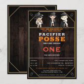 Funny Triplets Pacifier Posse Wild West Birthday Kaart (Voorkant / Achterkant)