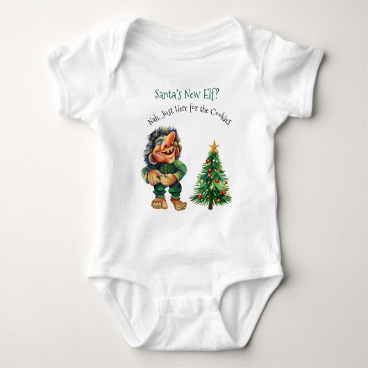 Funny Troll Baby Christmas Santa's New Elf Romper (Voorkant)