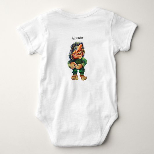Funny Troll Baby Christmas Santa's New Elf Romper (Achterkant)
