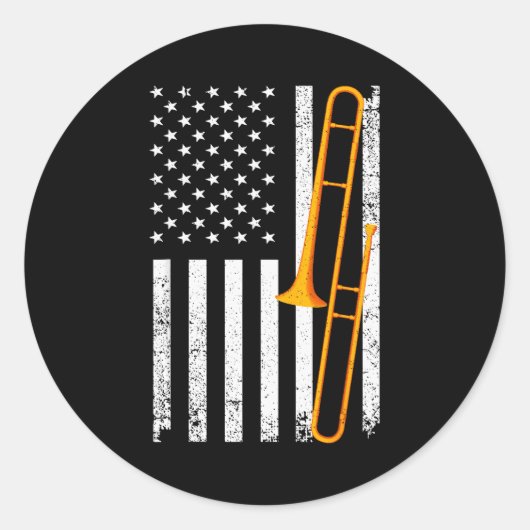 Funny Trombone Art For Men Women Jazz Music Trombo Ronde Sticker (Voorkant)