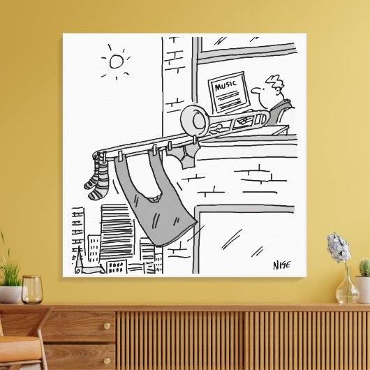 Funny Trombone Player Musician Canvas Afdruk (Insitu (Woonkamer))