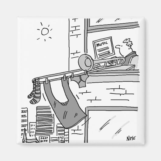 Funny Trombone Player Musician Magneet (Voorkant)