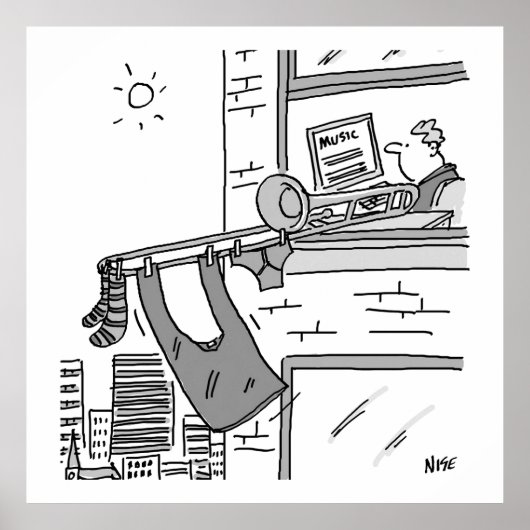 Funny Trombone Player Musician Poster (Voorkant)