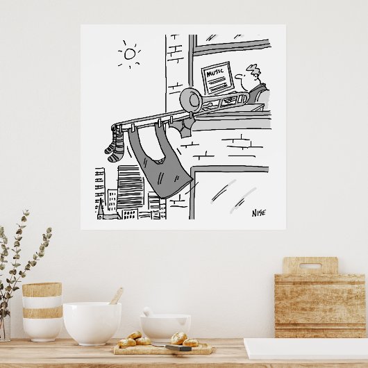 Funny Trombone Player Musician Poster (Keuken)