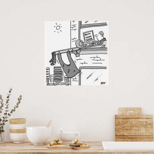 Funny Trombone Player Musician Poster (Keuken)