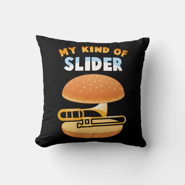 Funny Trombone Player Slider Musician Trombonist Kussen (Voorkant)