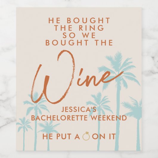 Funny Tropical Bachelorette Weekend Wijn Etiket (Enkel label)