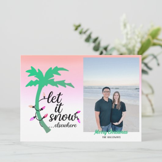 Funny Tropical Beach Kerstfeestdag Kaart (Staand voorkant)