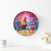 Funny Tropical Beach Rooster Chicken | Heffing Grote Klok (Huis)