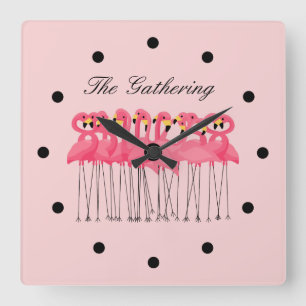Funny Tropical Flamingo Kitchen Clocks Vierkante Klok