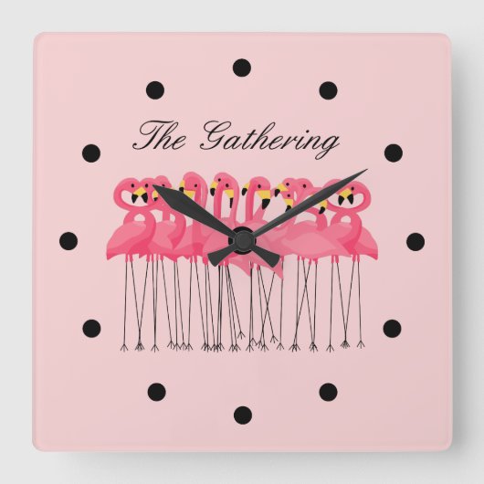 Funny Tropical Flamingo Kitchen Clocks Vierkante Klok (Voorkant)