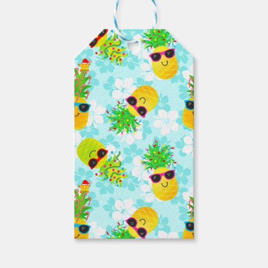 Funny Tropical Kerstanananas Cadeaulabel (Voorkant)
