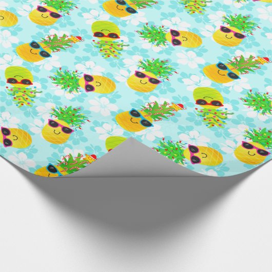 Funny Tropical Kerstanananas Cadeaupapier (Hoek)