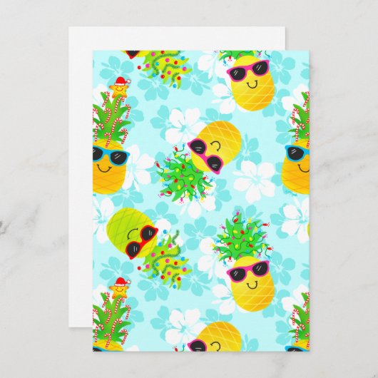 Funny Tropical Kerstanananas Feestdagenkaart (Voorkant / Achterkant)