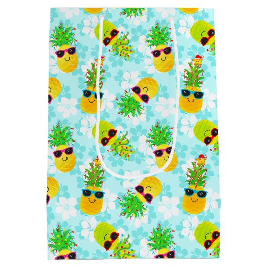 Funny Tropical Kerstanananas Medium Cadeauzakje (Achterkant)