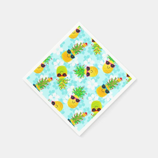 Funny Tropical Kerstanananas Servetten (Hoek)