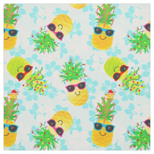 Funny Tropical Kerstanananas Stof (Swatch)