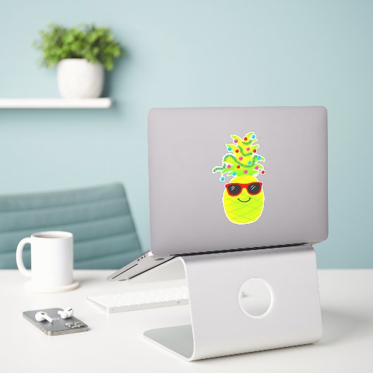 Funny Tropical Kerstananas Sticker (Laptop op bureau)