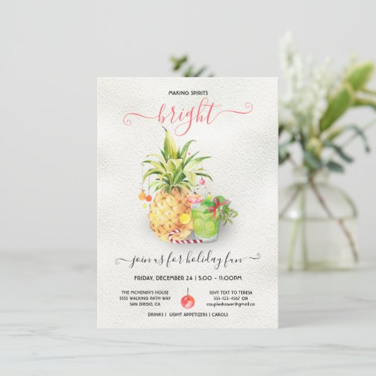 Funny Tropical Kerstcocktail Party Kaart (Staand voorkant)