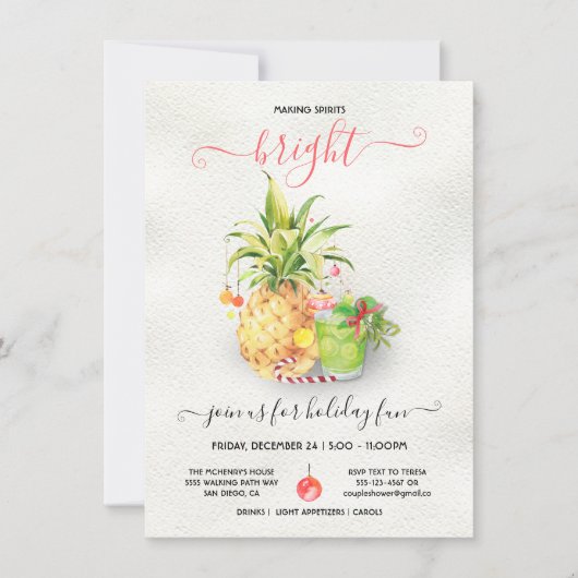 Funny Tropical Kerstcocktail Party Kaart (Voorkant)